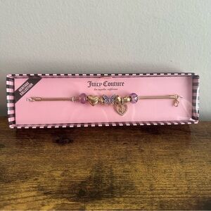 New Juicy Couture Heritage Gold Color Charm Bracelet Purple Butterfly Jewelry
